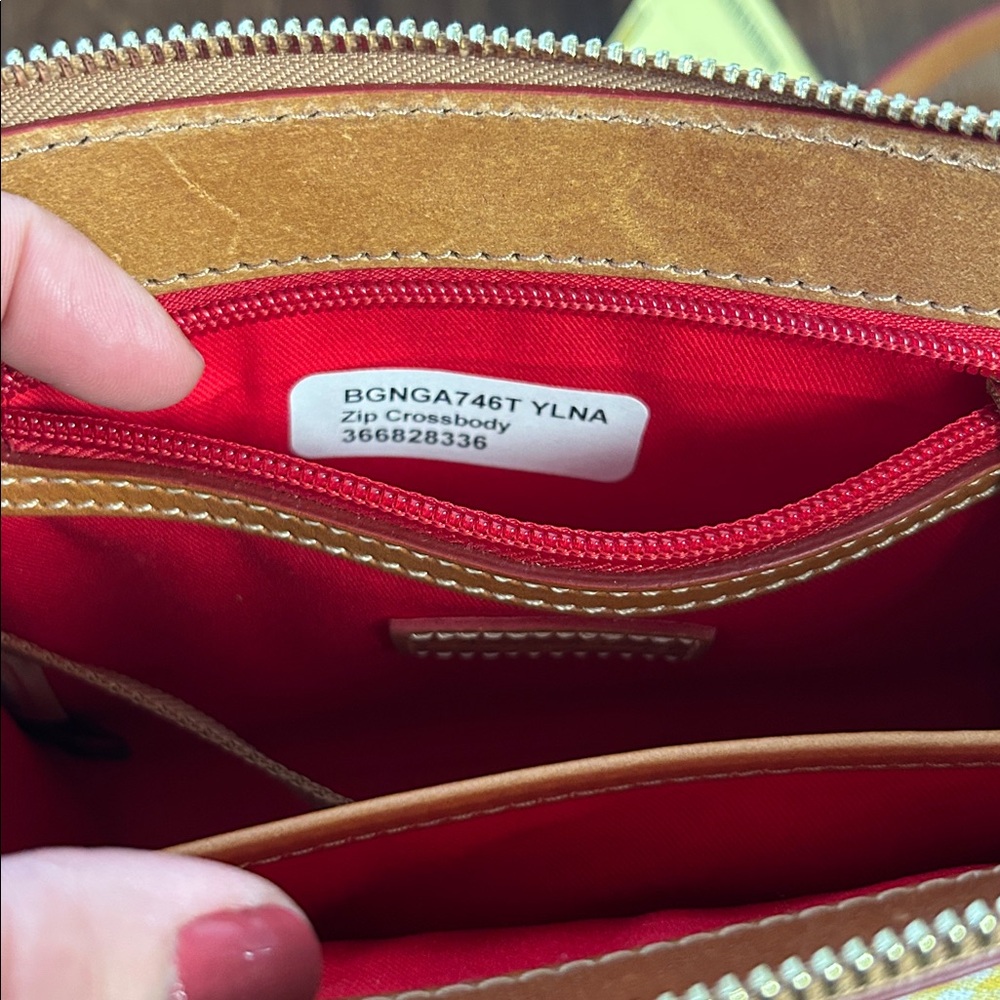 Dooney & Bourke Yellow and Tan Checkered Crossbody Bag - Picture 7 of 9